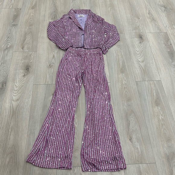 Brand new pink sequins matching set. Size small. - Picture 1 of 3